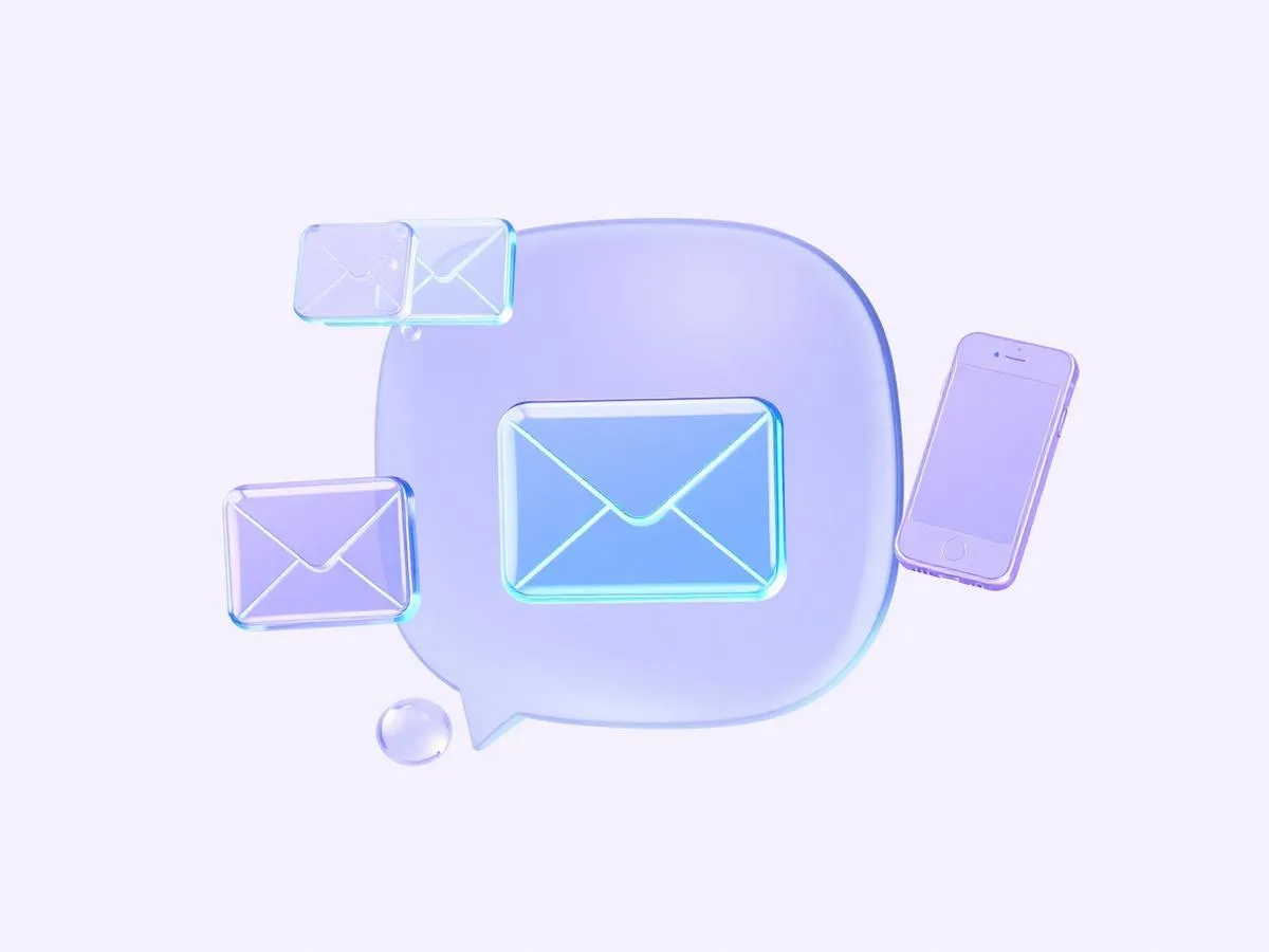 Abstract glass illustration of messages and contact channels