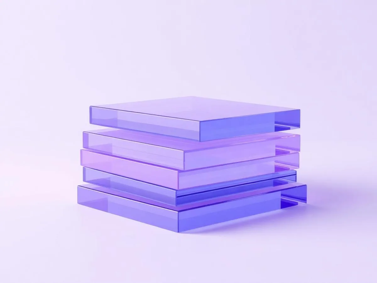 Abstract glass illustration of stacked learning modules
